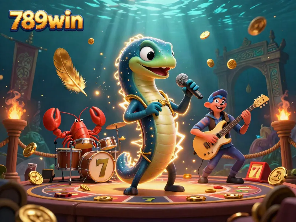 Experience the electrifying performance of 789win's underwater casino with vibrant characters and dynamic elements.