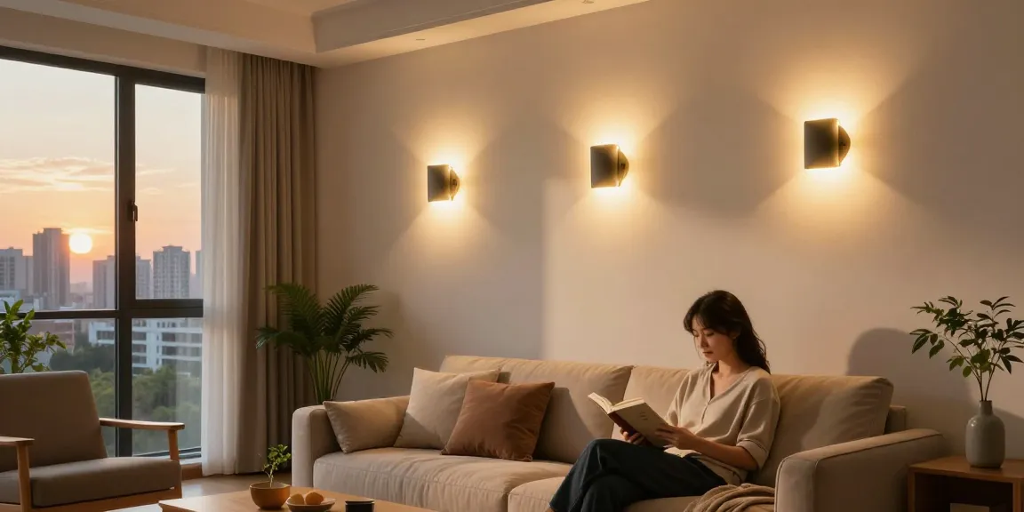 Aplice LED moderne în interiorul unei camere, creând o atmosferă caldă și primitoare.