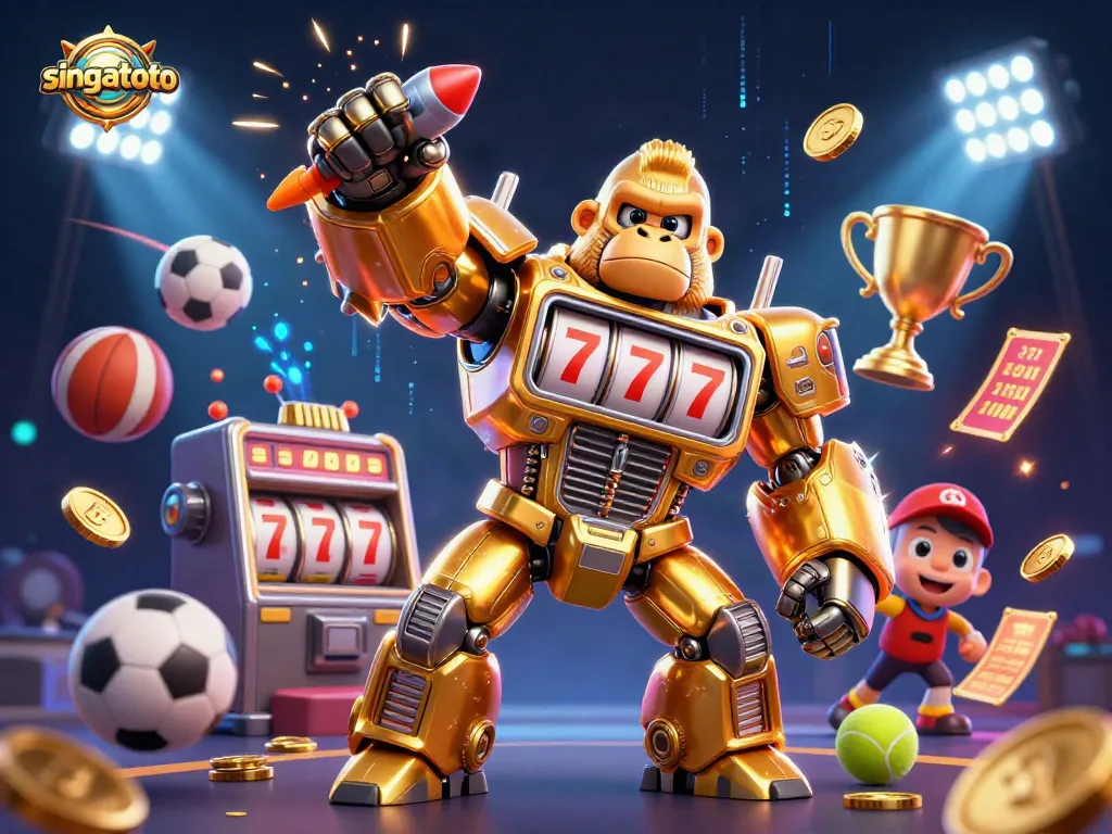 Experience thrilling action with singatoto in this vibrant casino illustration featuring dynamic gaming elements.