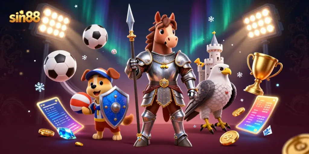 Experience sin88's online betting with vibrant sports elements and an engaging scene.