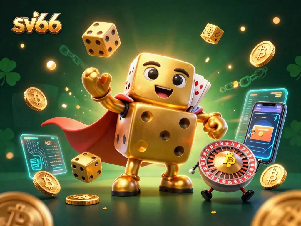 Join the excitement at sv66 with a glowing golden dice golem, showcasing diverse gaming elements.