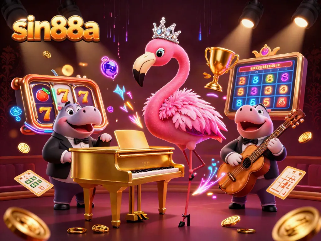 Engage with sin88a's vibrant casino scene featuring lively characters and dynamic gaming elements.