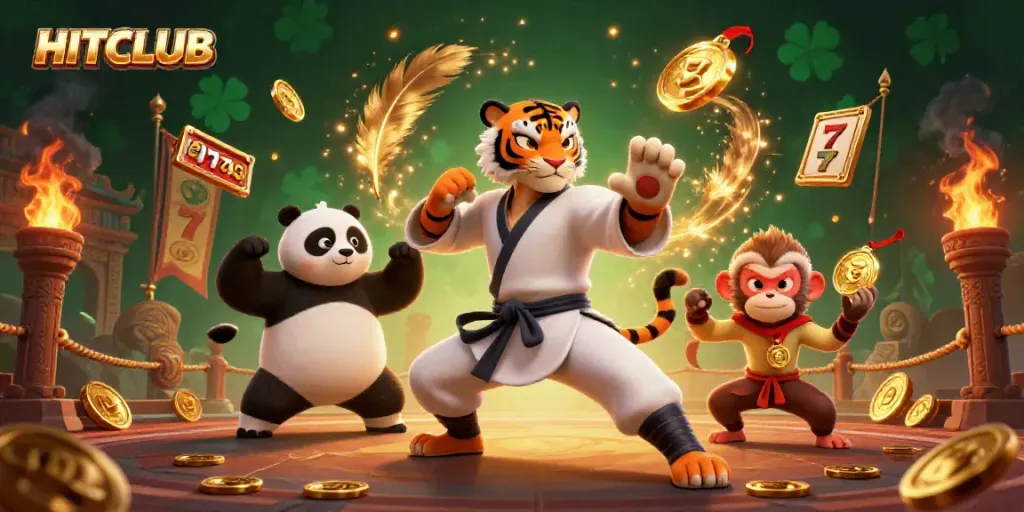 Experience HITCLUB with 3D characters in a vibrant casino scene full of dynamic gaming elements.