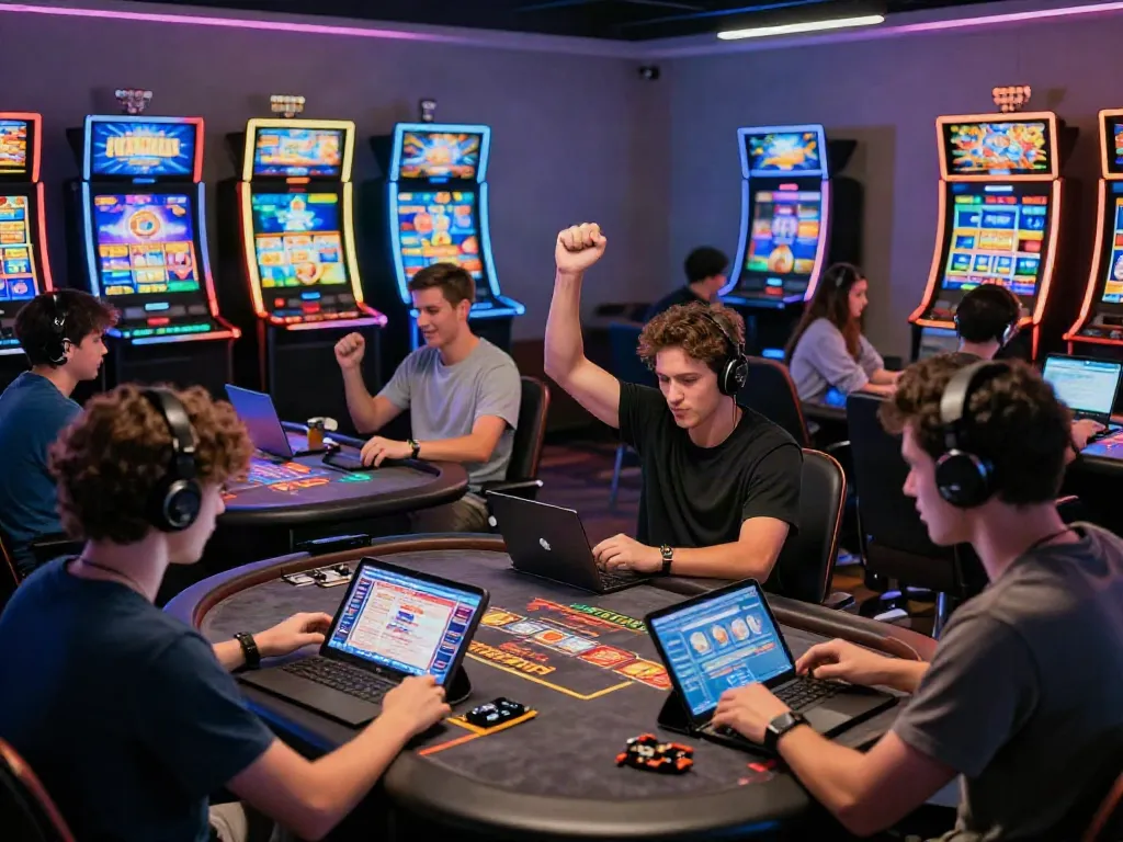 Cổng game nbet players immersed in a vibrant online casino experience.