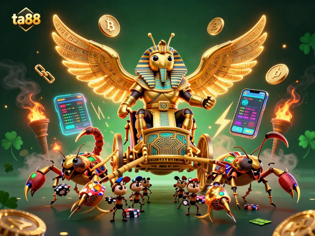 Players engage in thrilling bets at ta88, amidst golden creatures and crypto coins!
