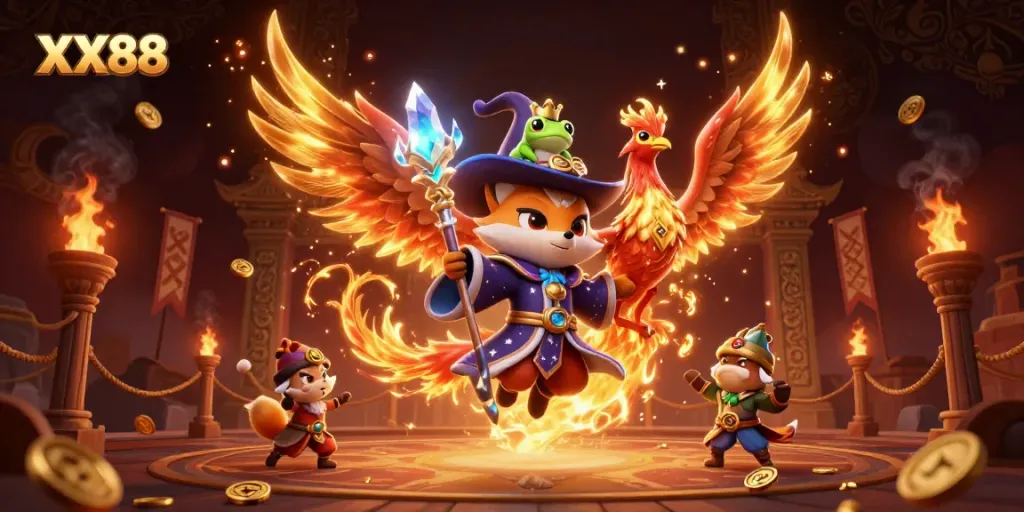 Experience the magic of XX88 casino gaming with enchanting characters and vibrant scene details.