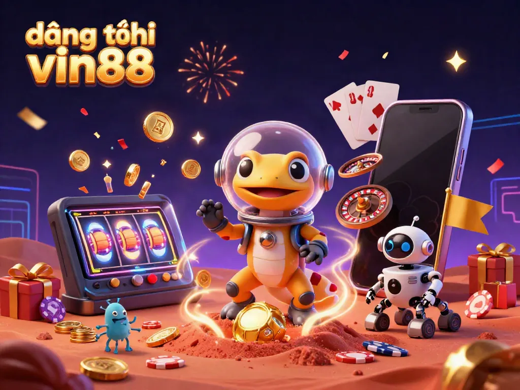 Engage in the excitement of đăng ký vin88 with a vibrant, alien-themed casino adventure illustrated.