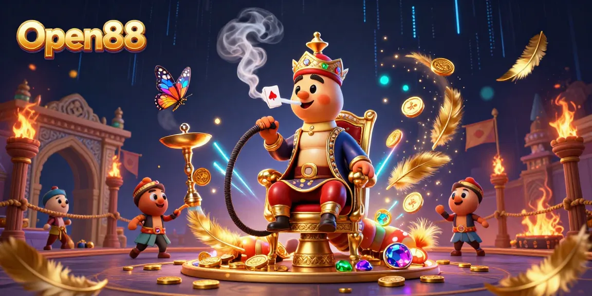 Engage in the Open88 experience with a vibrant 3D casino illustration showcasing thrilling gaming elements.