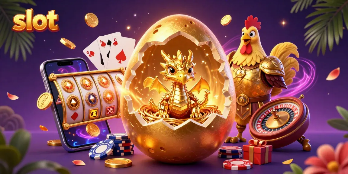 Spin exciting slot games and win big with vibrant golden casino elements in this 3D illustration.