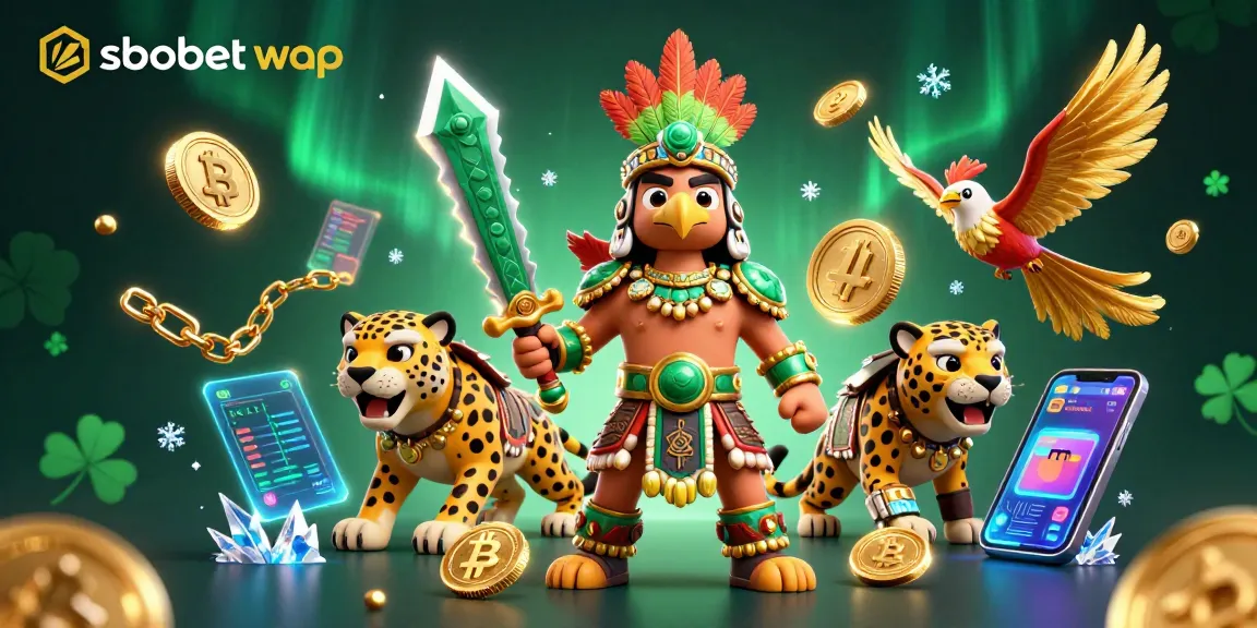 Engage with sbobet wap through vibrant sports betting visuals showcasing dynamic characters and cryptocurrency elements.