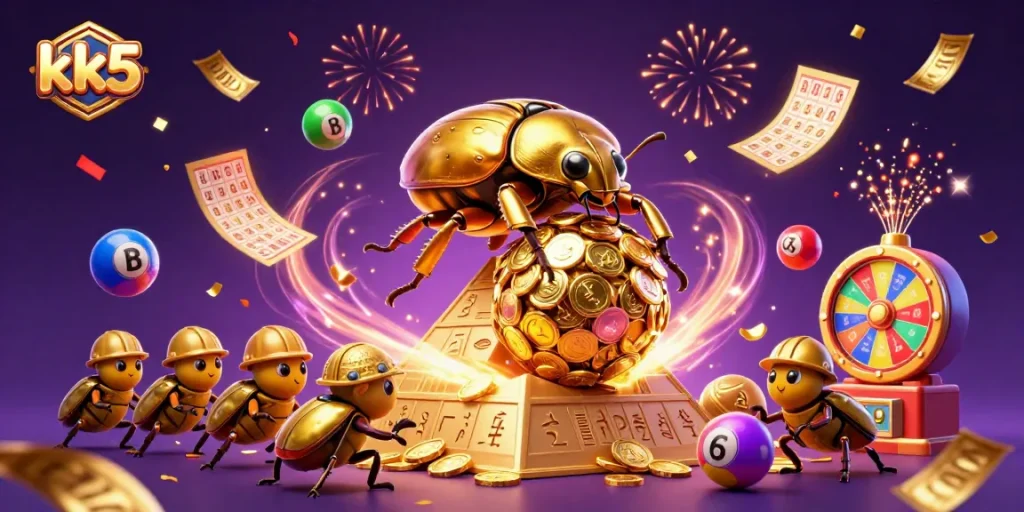 Engage with 3D fun in the kk5 casino world with vibrant symbols, gold coins, and joy.