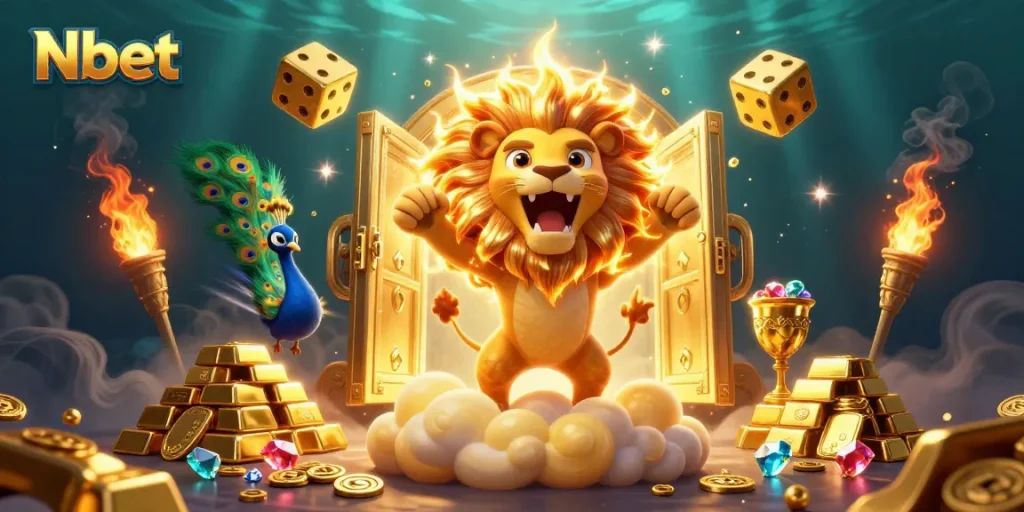 Nbet enhances your gaming experience with a vibrant winning atmosphere and exciting treasures in a colorful casino illustration.