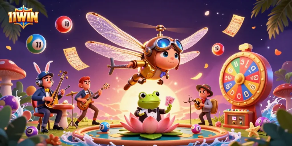 Experience thrilling gameplay at 11WIN with a lively casino scene featuring dynamic character action.