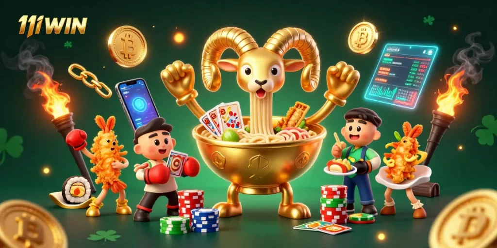 Engage with 11WIN's vibrant 3D cartoon casino scene featuring unique characters and dynamic elements.