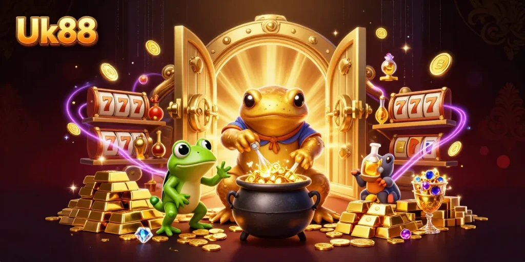 Experience the magical world of Uk88 with a lively, vibrant portrayal of casino alchemy.